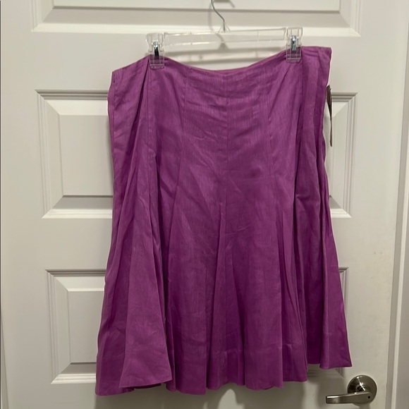 Ralph Lauren Purple A-Line Pleated Skirt Size 14 100% Linen Lined Side Zip NWT! - Picture 7 of 11